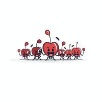 A group of red apples with faces and eyes vector