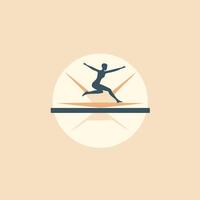 A woman running on a track with the sun in the background vector