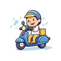 A cartoon character riding a scooter vector