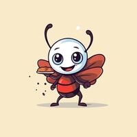 A cartoon bug with a pizza in its mouth vector