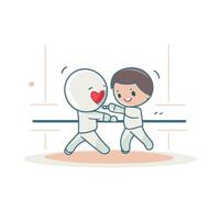 Two people are playing with a ball in a ring vector