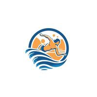 A man is swimming in the ocean in a circle vector