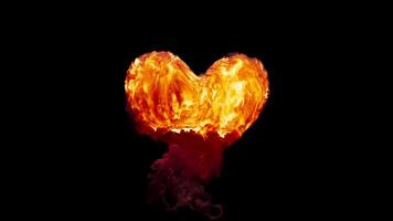 3D animation of red flames transforming into a heart shape. With alpha channel. video