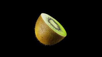 3D animation of a kiwi rotating around its axis. Alpha Channel. video