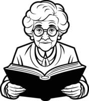 An old woman reading a book vector