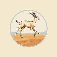 An antelope running in the desert vector
