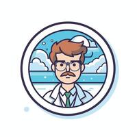 A man with glasses and mustache in a round frame vector