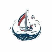 A sailboat with a man on it in the ocean vector