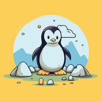 Penguin in the snow by joshua klein vector