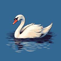 A white swan swimming in the water vector