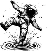 Astronaut jumping into water vector