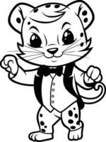 A cartoon leopard in a tuxedo and bow tie vector