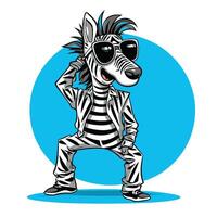 A cartoon zebra wearing sunglasses and a suit vector