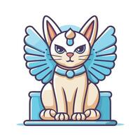 Anubis cat with wings and a blue collar vector
