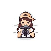 A girl with a camera icon vector