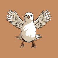 A cartoon white bird with wings spread out vector