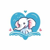 An elephant is sitting on a book with hearts vector