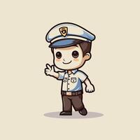 Cartoon police officer character with a hand gesture vector