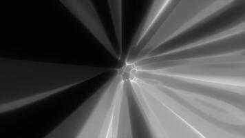 Abstract monochrome burst of energy light beams converging toward a central focal point creating a sleek and futuristic tunnel visual effect video