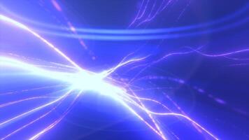 Blue glowing energy waves from small particles and lines abstract background, in high quality 4k, motion design video