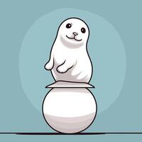 A cartoon seal sitting on top of a ball vector
