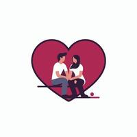 Couple sitting on a bench in front of a heart vector