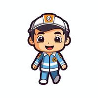 A cartoon character of a boy wearing a uniform vector