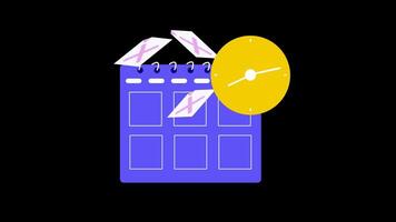 2d animated calendar and clock, visualizing time management and productivity video