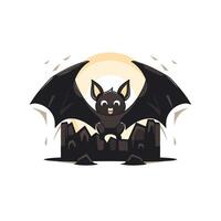 A cartoon bat with a city in the background vector