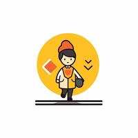 A woman with a bag and a check mark on her vector