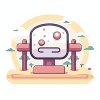 A cartoon robot with a red face and a pink head vector