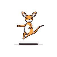 A cartoon kangaroo jumping on a white surface vector