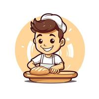 A cartoon character with a bread on a table vector
