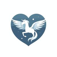 A white horse with wings in the shape of a heart vector