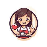 A woman holding a cup of coffee and a heart vector