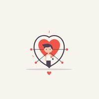 A man is standing in front of a heart shaped object vector