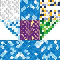 A set of different colored geometric patterns vector
