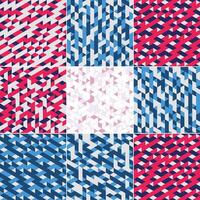 A set of four different red, white and blue geometric patterns vector