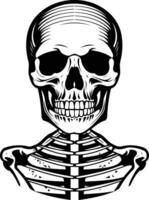 A skeleton with a skeleton skeleton head and a skeleton body vector