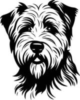 A black and white drawing of a dog's head vector