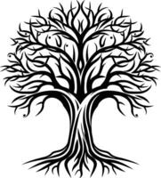 Tree tattoo design with roots vector