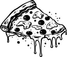 Pizza slice with dripping paint vector