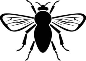 A black and white silhouette of a fly vector