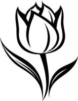 A black and white tulip flower on a white background vector