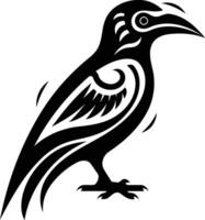 A black and white image of a raven vector