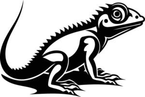 An image of a lizard with a black and white outline vector