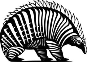An armadillo with a black and white striped pattern vector