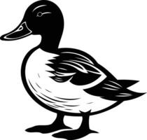A black and white drawing of a duck vector