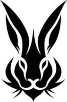 A black and white rabbit head with long ears vector