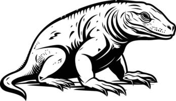 An iguana is standing on its hind legs and has its head down vector